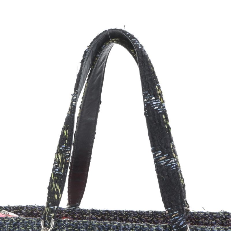 Chanel With Serial Seal Cambon Tweed Leather Tote Bag Shoulder Black A4 Ladies