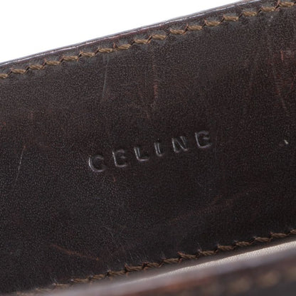 Celine With Charm Marble Gold Hardware Leather Tote Bag Shoulder Brown Women's