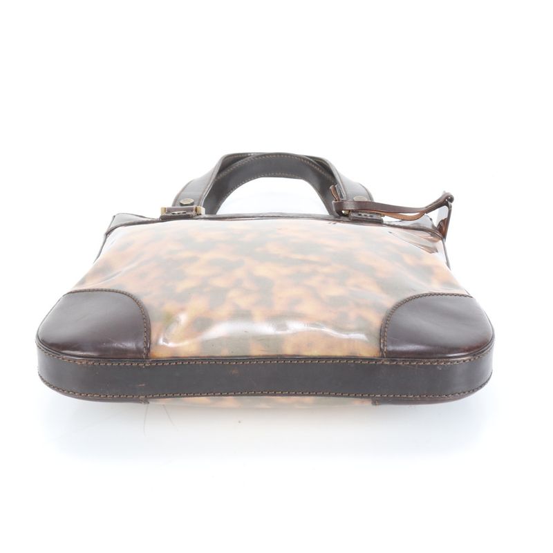 Celine With Charm Marble Gold Hardware Leather Tote Bag Shoulder Brown Women's