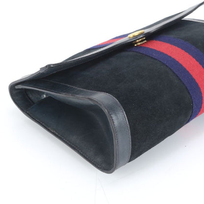 Vintage Old Gucci Sherry Line Leather Second Bag Hand Second Pouch Black Ladies