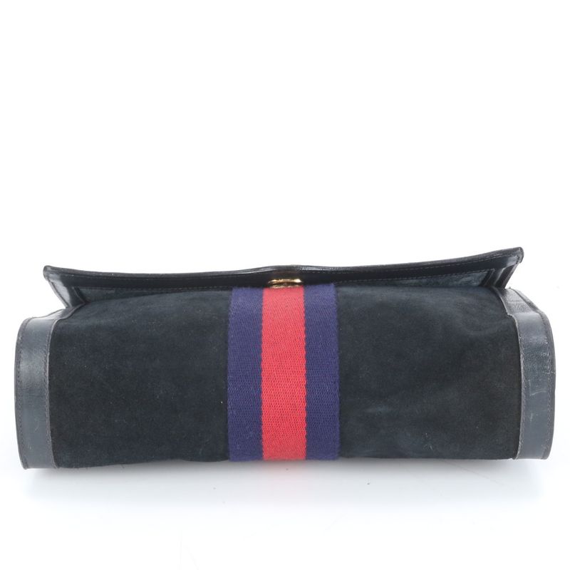 Vintage Old Gucci Sherry Line Leather Second Bag Hand Second Pouch Black Ladies