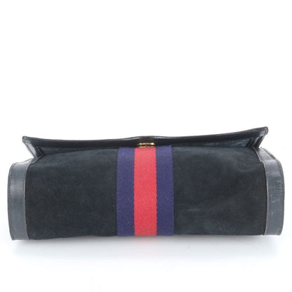 Vintage Old Gucci Sherry Line Leather Second Bag Hand Second Pouch Black Ladies