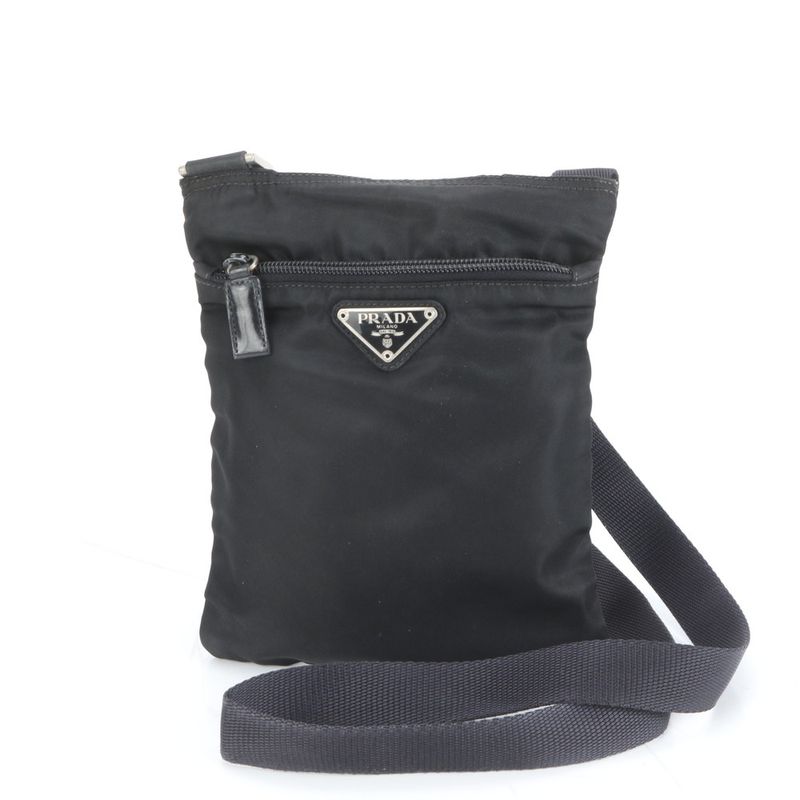 Prada Tessuto Nylon Triangle Logo Leather Shoulder Bag Crossbody Messenger Men