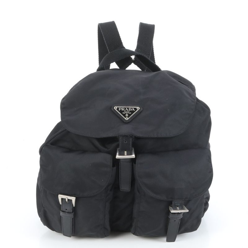 Prada Tessuto Nylon Triangle Logo Leather Backpack Sac Backpack Women EEE Da19-3