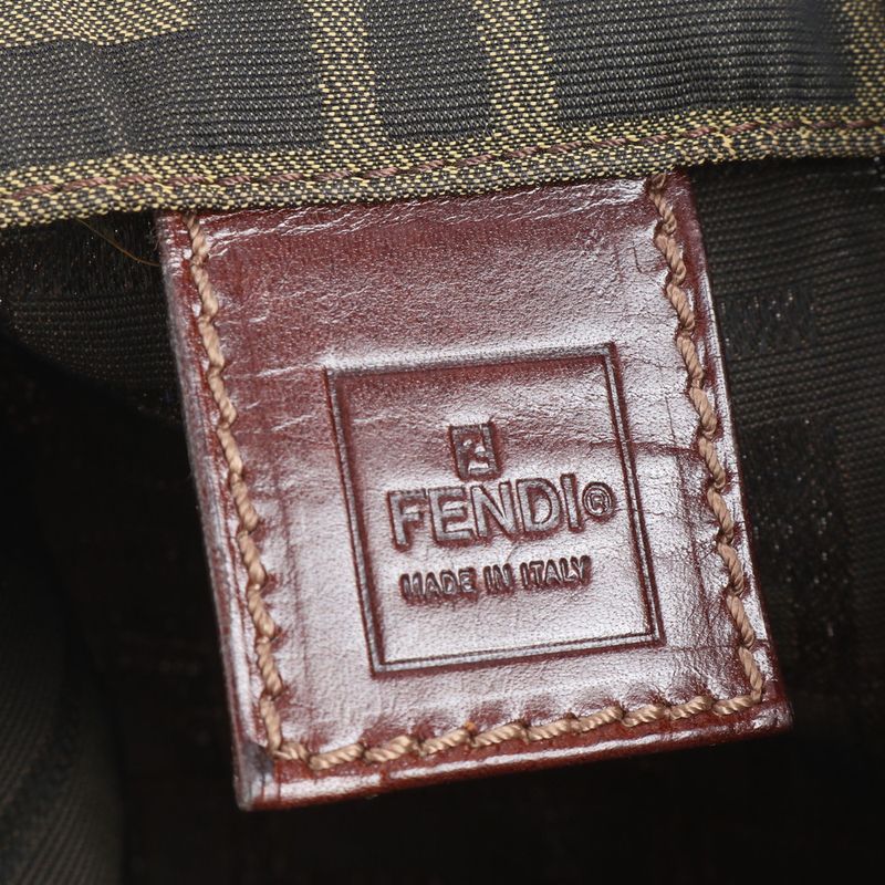 Fendi FF Zucca Leather Tote Bag Shoulder 26598 Hand Silver Hardware Women EEE