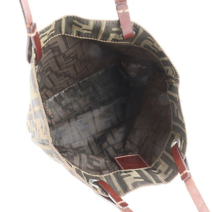 Fendi FF Zucca Leather Tote Bag Shoulder 26598 Hand Silver Hardware Women EEE