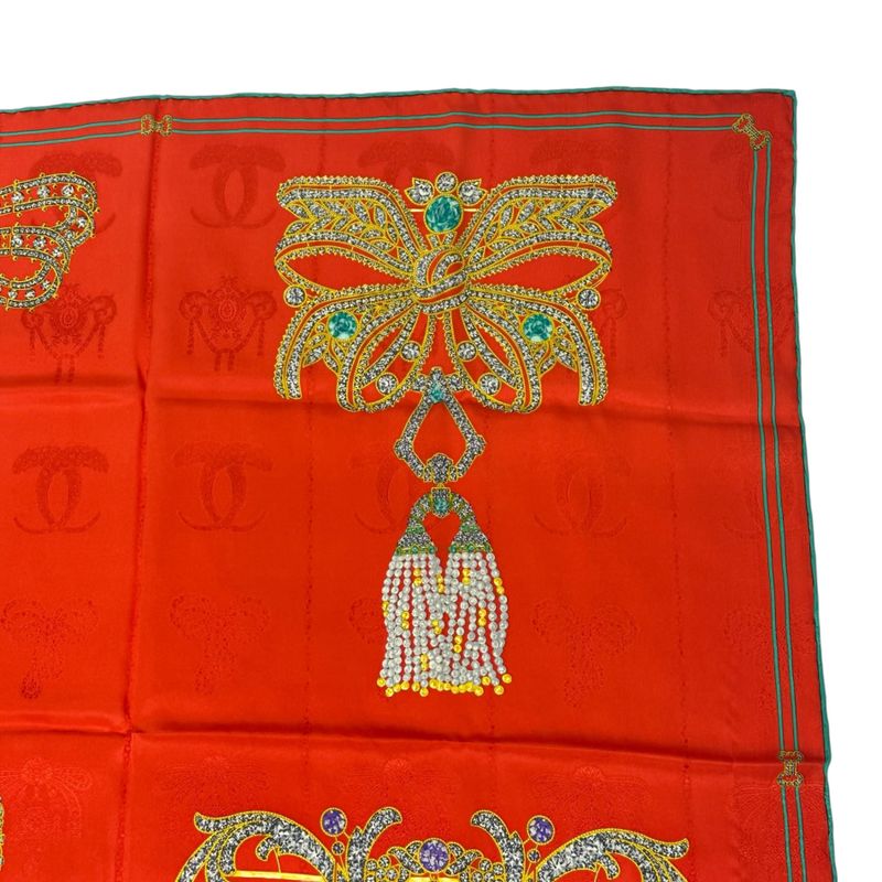 Cartier Scarf Jewelry Jeweled 100% Silk Red with Box