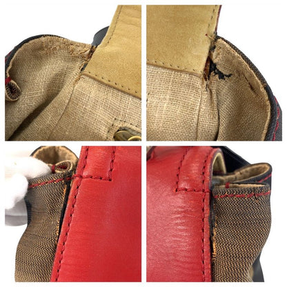 Fendi Pecan Silvana Red Brown Leather / Canvas Handbag Shoulder Bag 2way Women