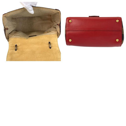 Fendi Pecan Silvana Red Brown Leather / Canvas Handbag Shoulder Bag 2way Women