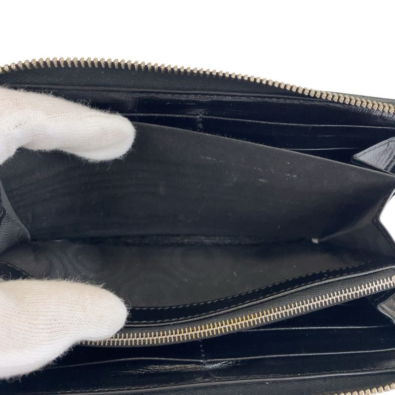 Gucci Interlocking Black GG Supreme Canvas/leather 673003 Long Wallet Long