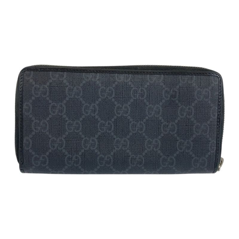 Gucci Interlocking Black GG Supreme Canvas/leather 673003 Long Wallet Long