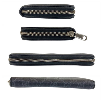 Gucci Interlocking Black GG Supreme Canvas/leather 673003 Long Wallet Long