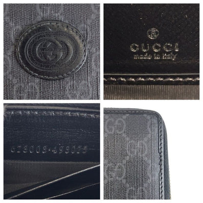Gucci Interlocking Black GG Supreme Canvas/leather 673003 Long Wallet Long