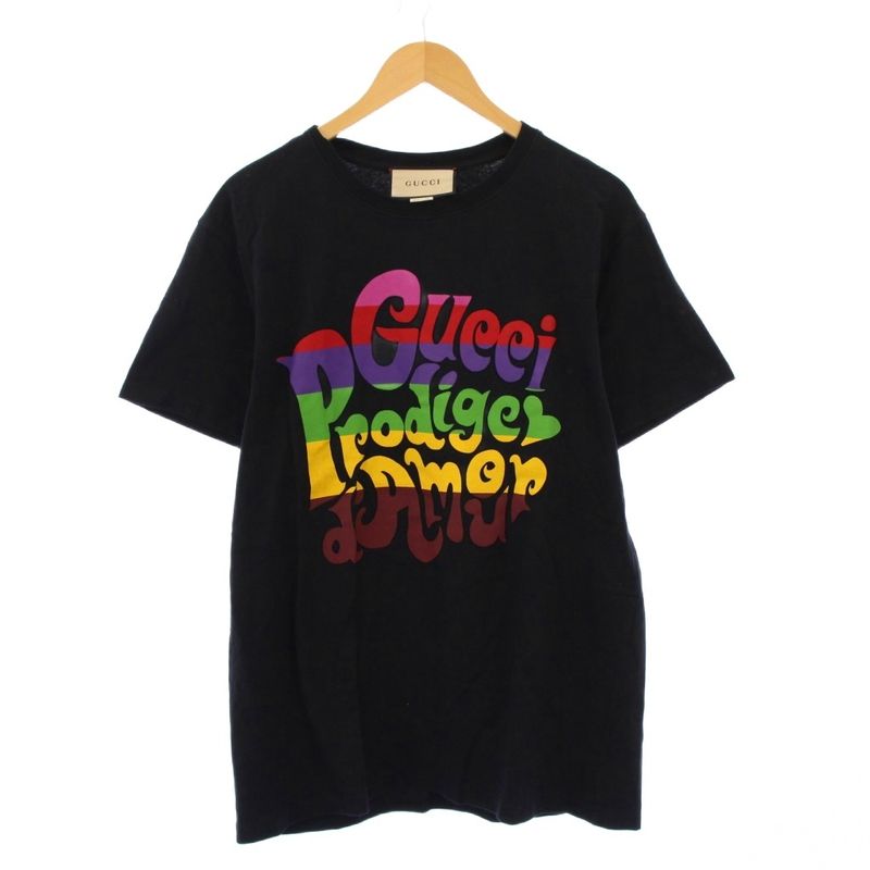 Gucci Prodige D'amour T-shirt Short Sleeves Crew Neck Logo Print S Black BB