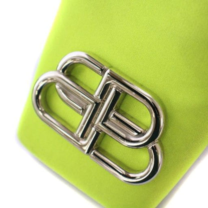 Balenciaga BB Mules Sandals Square Toe Flat Logo Decoration 37 Yellow Green