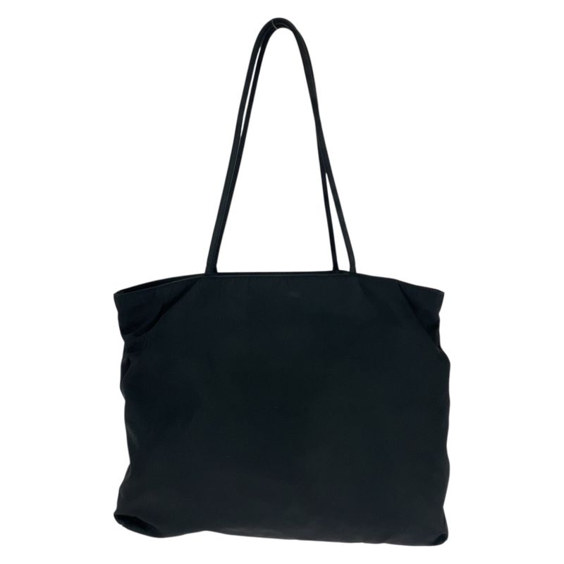 Prada Tessuto Triangle Logo Plate Black Silver Hardware Nylon Shoulder Bag Tote