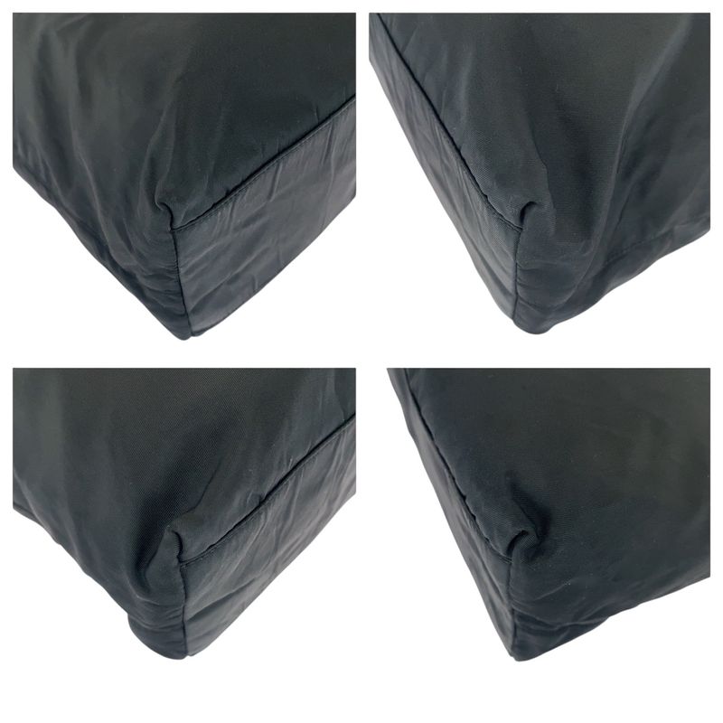 Prada Tessuto Triangle Logo Plate Black Silver Hardware Nylon Shoulder Bag Tote