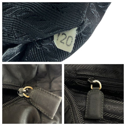 Prada Tessuto Triangle Logo Plate Black Silver Hardware Nylon Shoulder Bag Tote