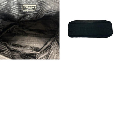 Prada Tessuto Triangle Logo Plate Black Silver Hardware Nylon Shoulder Bag Tote