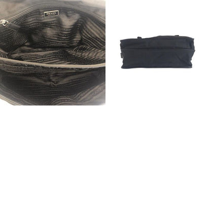 Prada Tessuto Triangle Logo Plate Black Silver Hardware Shoulder Bag Messenger