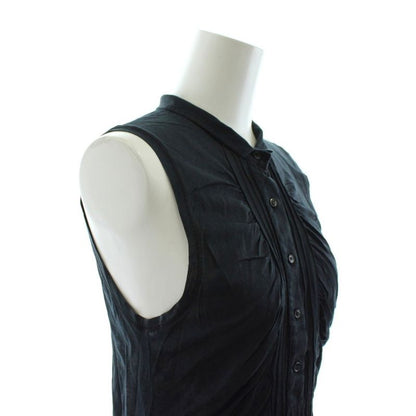 Gucci Blouse Pullover Sleeveless Half Button S Black 154801 X3055 KU