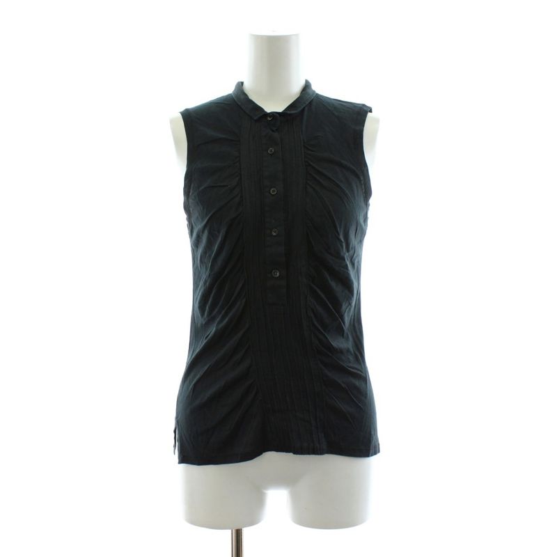 Gucci Blouse Pullover Sleeveless Half Button S Black 154801 X3055 KU
