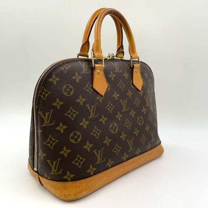 Louis Vuitton Alma PM Monogram Leather × PVC Brown Handbag Gold M51130