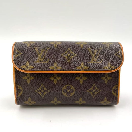 Louis Vuitton Pochette Twin PM Monogram Leather × PVC Brown Shoulder Bag Gold