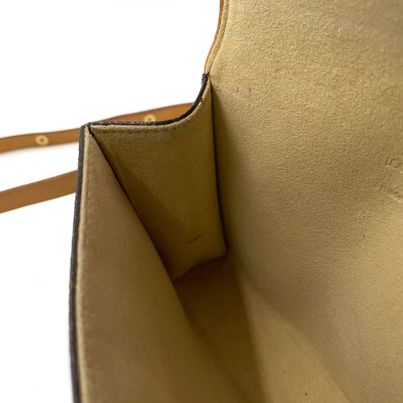 Louis Vuitton Pochette Twin PM Monogram Leather × PVC Brown Shoulder Bag Gold