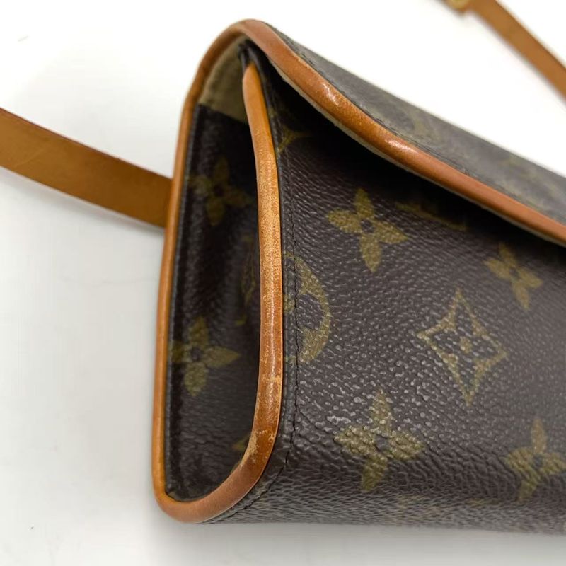Louis Vuitton Pochette Twin PM Monogram Leather × PVC Brown Shoulder Bag Gold