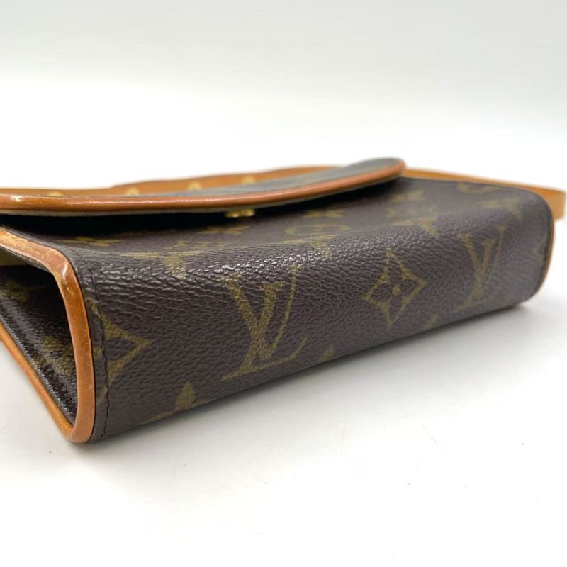 Louis Vuitton Pochette Twin PM Monogram Leather × PVC Brown Shoulder Bag Gold