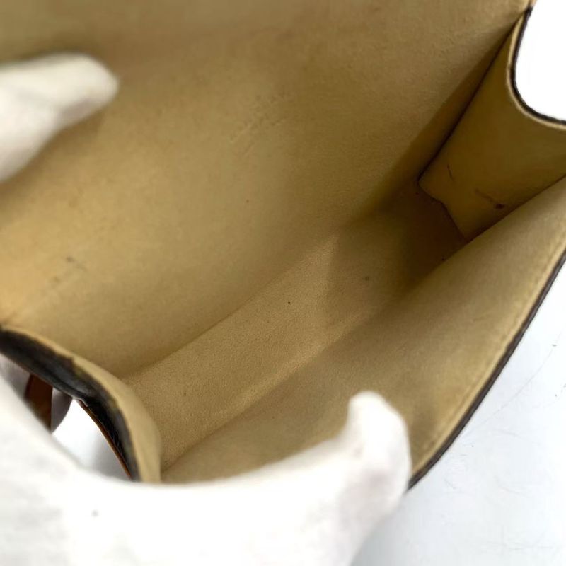 Louis Vuitton Pochette Twin PM Monogram Leather × PVC Brown Shoulder Bag Gold