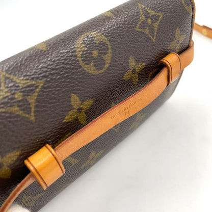 Louis Vuitton Pochette Twin PM Monogram Leather × PVC Brown Shoulder Bag Gold