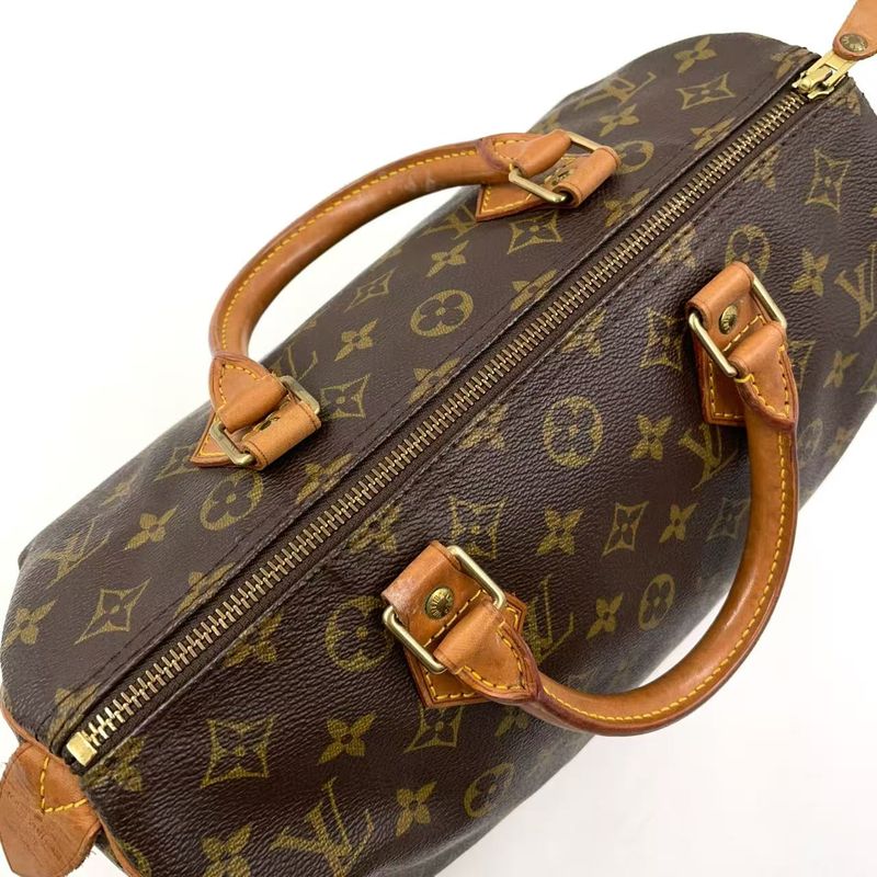 Louis Vuitton Speedy 30 Monogram Leather X PVC Brown Handbag Gold M41526