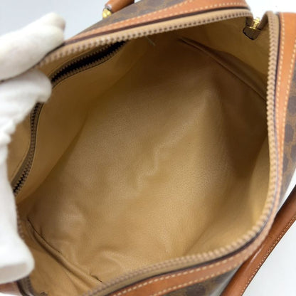 Celine Macadam Pattern Mini Boston Leather X PVC Brown X Light Brown