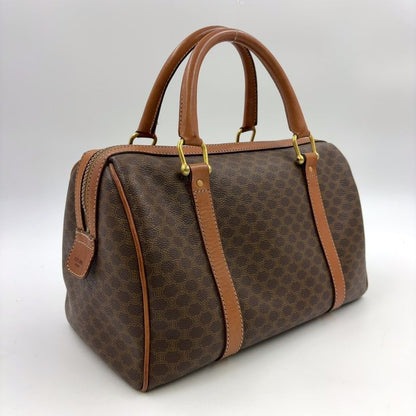 Celine Macadam Pattern Mini Boston Leather X PVC Brown X Light Brown