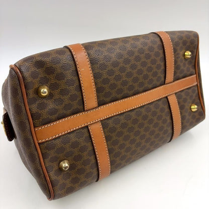 Celine Macadam Pattern Mini Boston Leather X PVC Brown X Light Brown