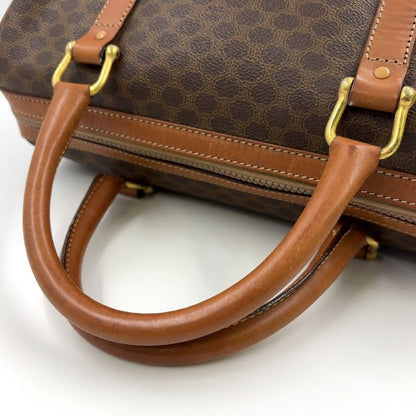 Celine Macadam Pattern Mini Boston Leather X PVC Brown X Light Brown