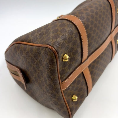 Celine Macadam Pattern Mini Boston Leather X PVC Brown X Light Brown