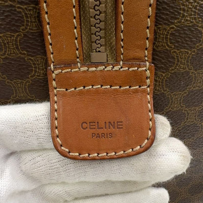 Celine Macadam Pattern Mini Boston Leather X PVC Brown X Light Brown