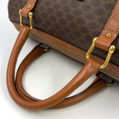 Celine Macadam Pattern Mini Boston Leather X PVC Brown X Light Brown