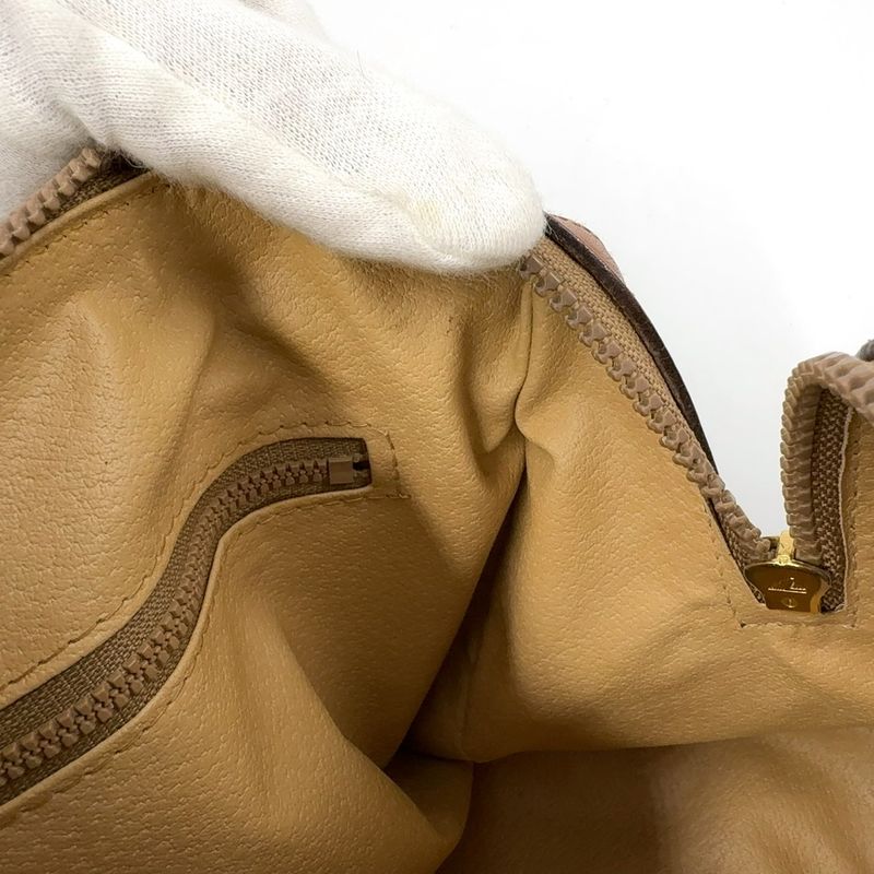 Celine Macadam Pattern Mini Boston Leather X PVC Brown X Light Brown