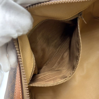 Celine Macadam Pattern Mini Boston Leather X PVC Brown X Light Brown