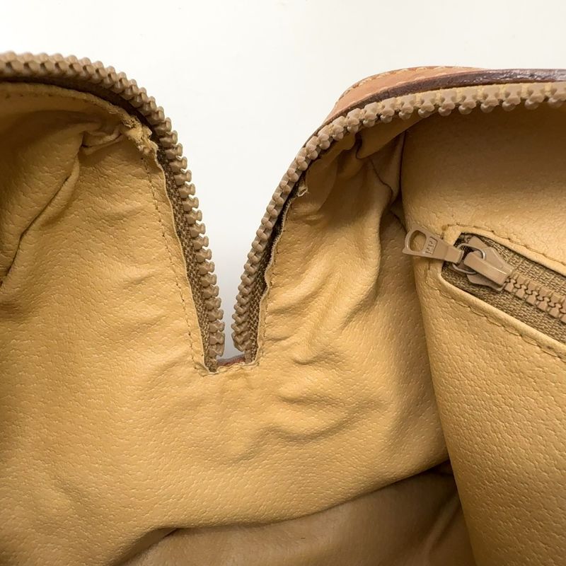 Celine Macadam Pattern Mini Boston Leather X PVC Brown X Light Brown