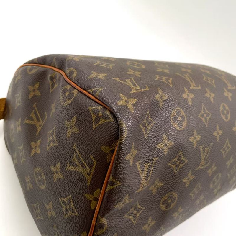 Louis Vuitton Speedy 30 Monogram Leather X PVC Brown Handbag Gold M41526