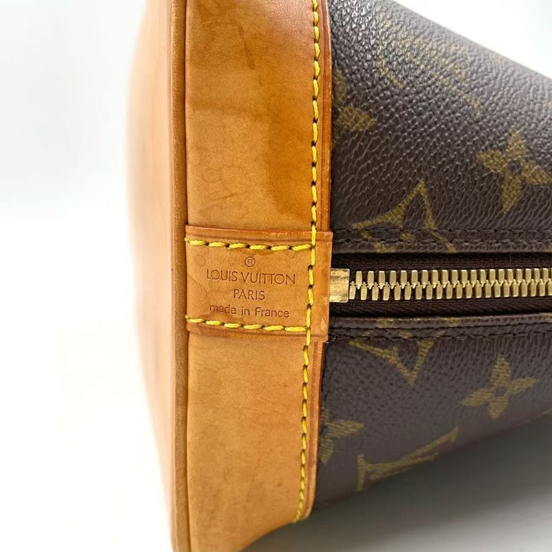 Louis Vuitton Alma PM Monogram Leather × PVC Brown Handbag Gold M51130