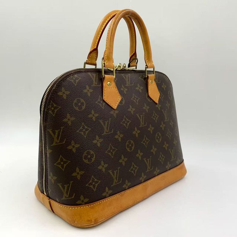 Louis Vuitton Alma PM Monogram Leather × PVC Brown Handbag Gold M51130