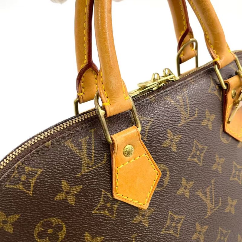 Louis Vuitton Alma PM Monogram Leather × PVC Brown Handbag Gold M51130