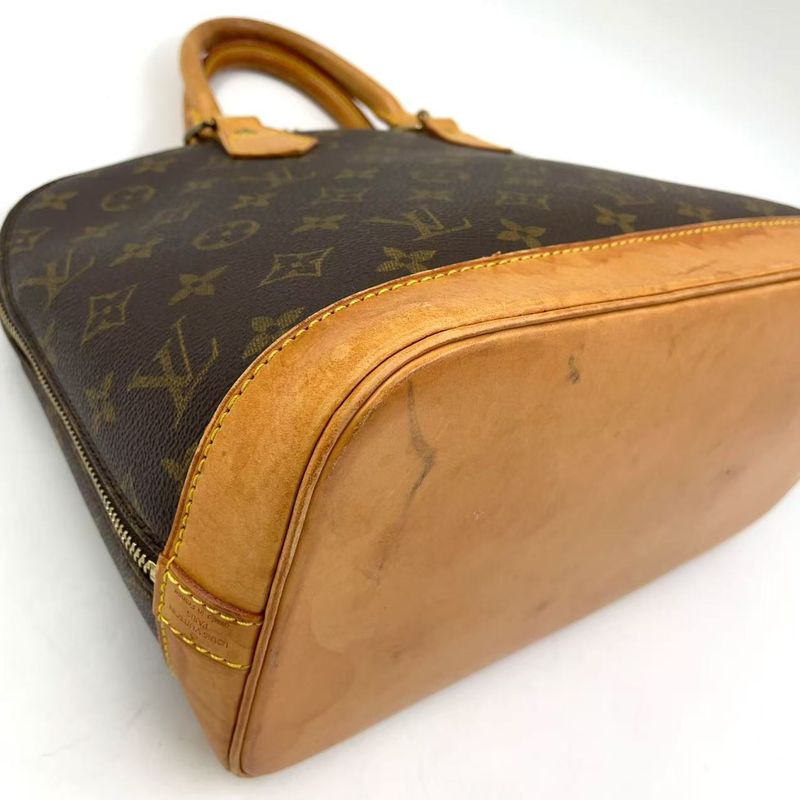 Louis Vuitton Alma PM Monogram Leather × PVC Brown Handbag Gold M51130