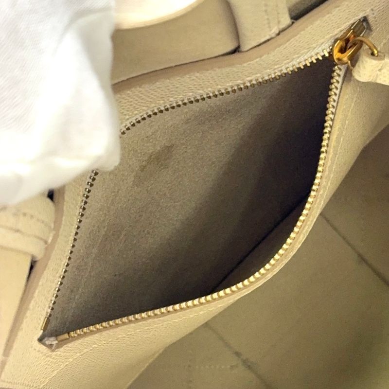 Celine Vertical Cabas 2WAY Shoulder Leather Off White Handbag Gold
